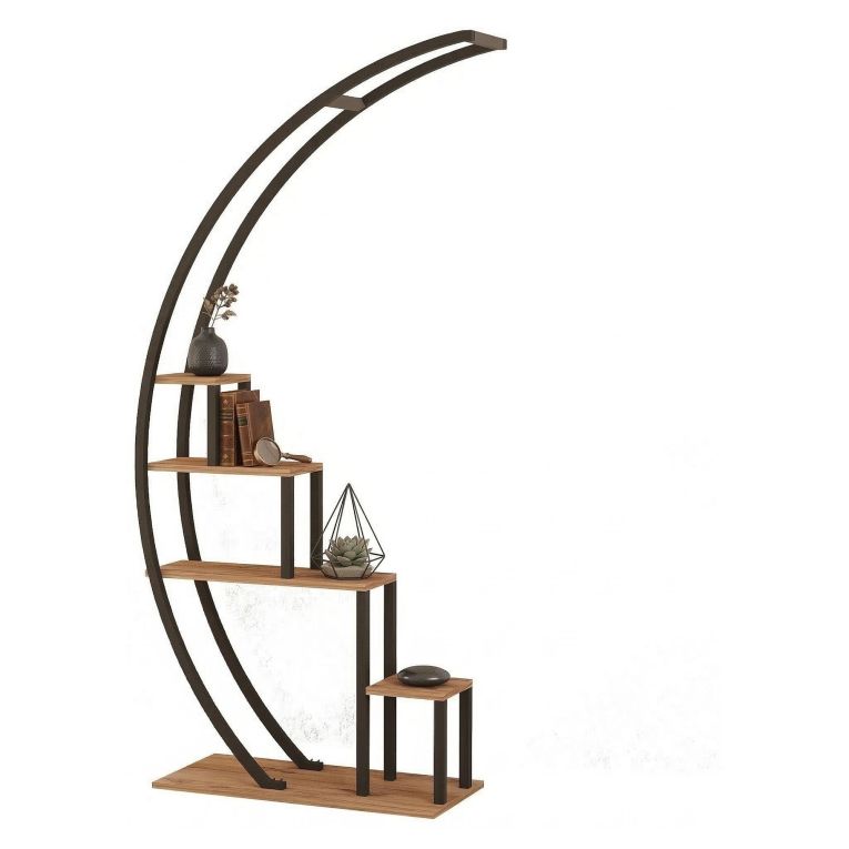 Libreria Marrone Rovere Nero 4 Ripiani Installazione Libera 85x35x180h cm, Utilizzabile Come Divisorio Locale - Luras