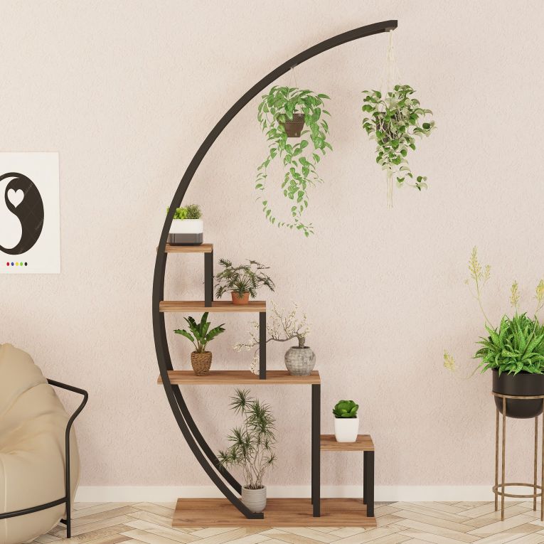 Libreria Marrone Rovere Nero 4 Ripiani Installazione Libera 85x35x180h cm, Utilizzabile Come Divisorio Locale - Luras