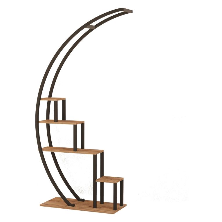 Libreria Marrone Rovere Nero 4 Ripiani Installazione Libera 85x35x180h cm, Utilizzabile Come Divisorio Locale - Luras