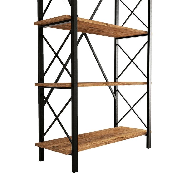 Libreria Marrone Rovere Nero 5 Ripiani Installazione Libera 90x34x180h cm, Sfumatura Colore Struttura Rovere - Mongiana