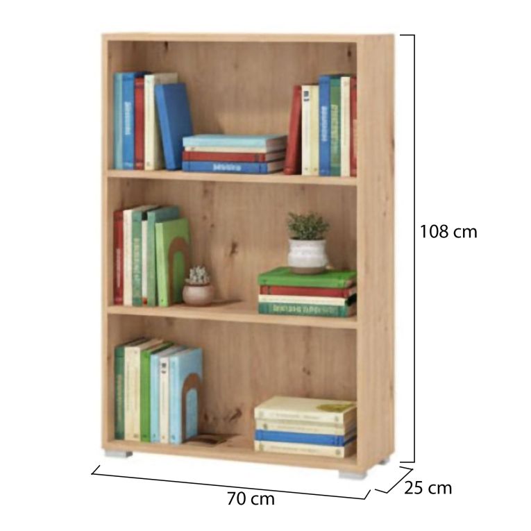 Libreria Marrone Rovere Nodi 2 Ripiani Installazione a Terra 70x24.5x107.5h cm, Sfumatura Colore Struttura Rovere Nodi - Moiano
