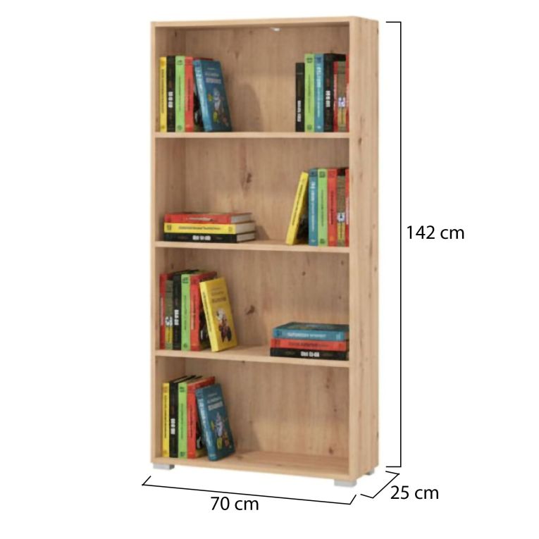 Libreria Marrone Rovere Nodi 3 Ripiani Installazione a Terra 70x24.5x142h cm, Sfumatura Colore Struttura Rovere Nodi - Prisco