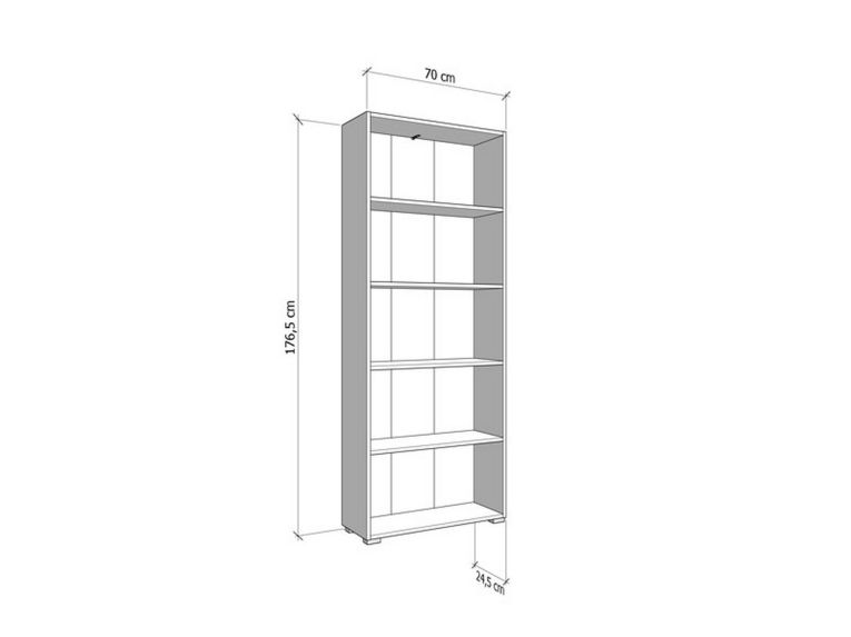 Libreria Marrone Rovere Nodi 4 Ripiani Installazione a Terra 70x24.5x176.5h cm, Sfumatura Colore Struttura Rovere Nodi - Urgnano