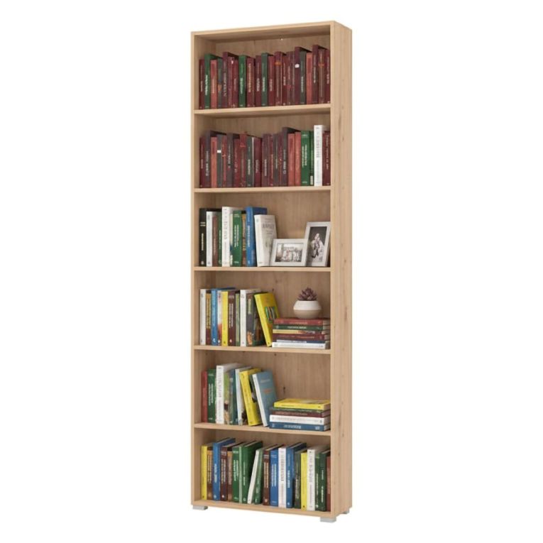 Libreria Marrone Rovere Nodi 5 Ripiani Installazione a Terra 70x24.5x211.5h cm, Sfumatura Colore Struttura Rovere Nodi - Pramollo