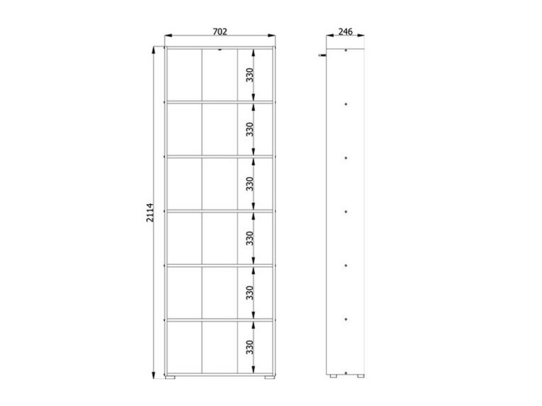 Libreria Marrone Rovere Nodi 5 Ripiani Installazione a Terra 70x24.5x211.5h cm, Sfumatura Colore Struttura Rovere Nodi - Pramollo