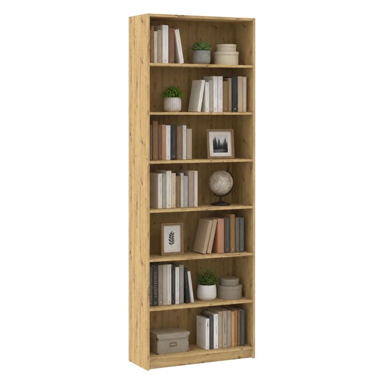 Libreria Marrone Rovere Nodi 6 Ripiani Installazione a Terra 80x33x234h cm, Struttura Verticale - Lika