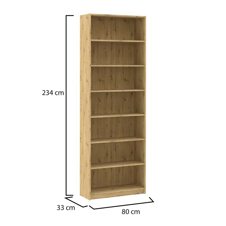 Libreria Marrone Rovere Nodi 6 Ripiani Installazione a Terra 80x33x234h cm, Struttura Verticale - Lika