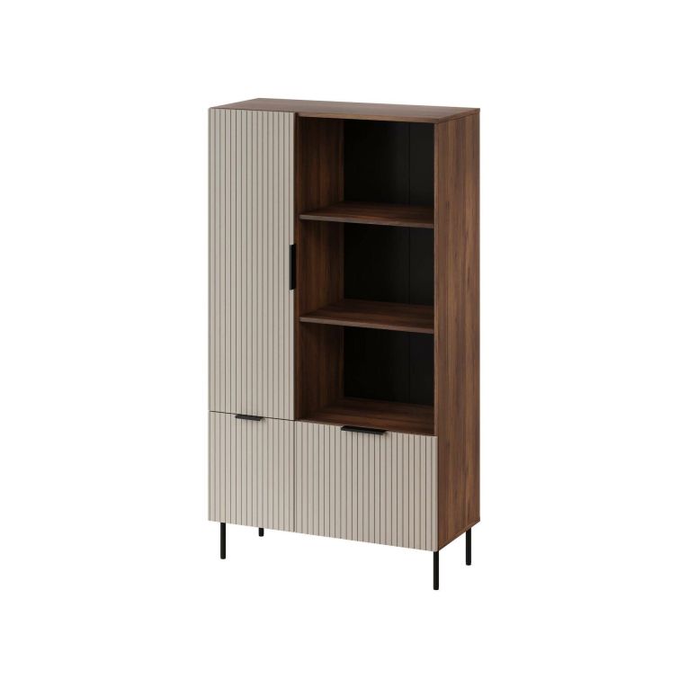 Libreria Mazze, 165x42 h90 cm, Noce e Beige