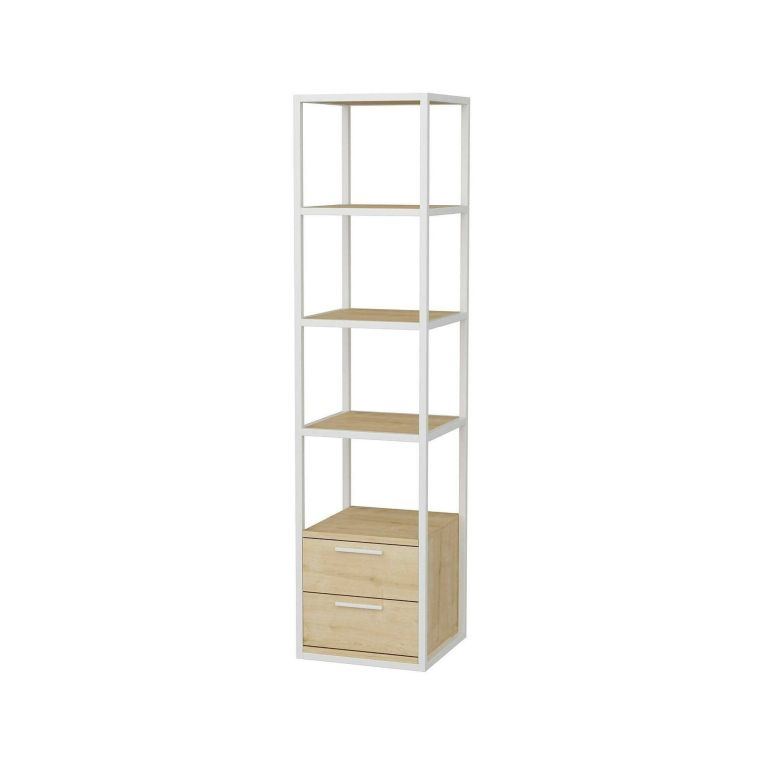 Libreria minimal bianca e rovere 39x169h cm - Arsim