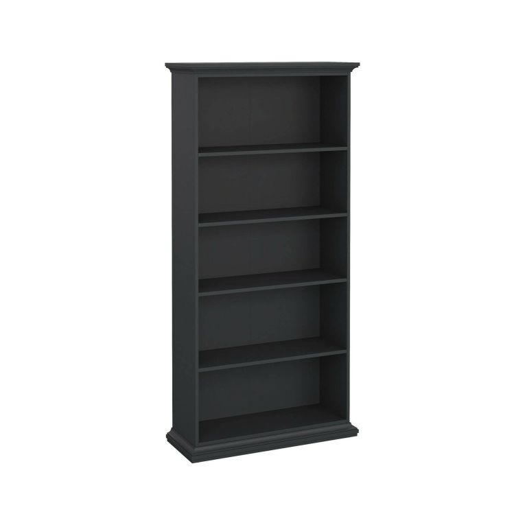 Libreria Mireille, Scaffale da ufficio, Mobile portalibri, Biblioteca, 37x96 h201 cm, Grigio