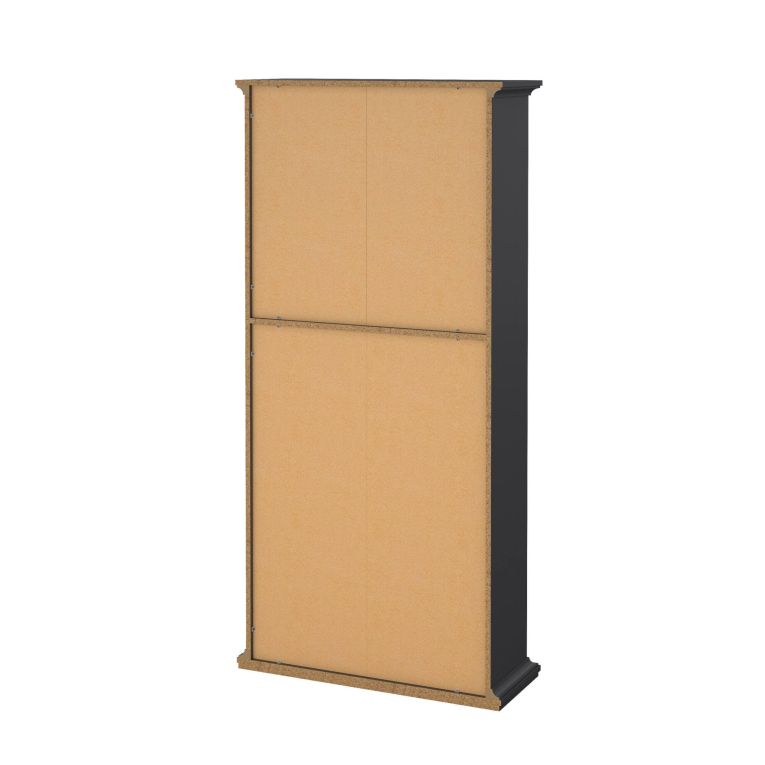 Libreria Mireille, Scaffale da ufficio, Mobile portalibri, Biblioteca, 37x96 h201 cm, Grigio