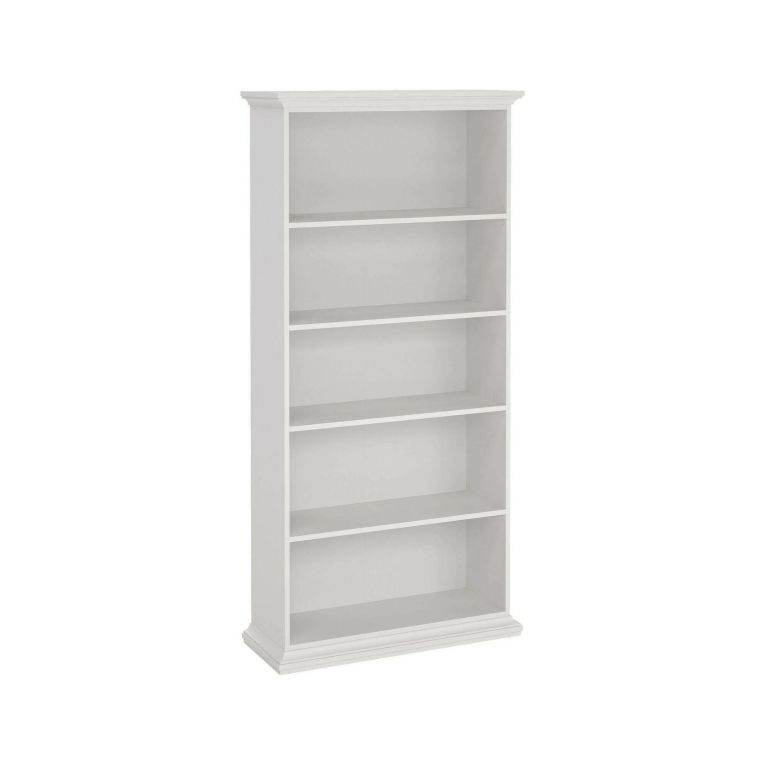 Libreria Mireille, Scaffale da ufficio, Mobile portalibri, Biblioteca, 96x37 h201 cm, Bianco