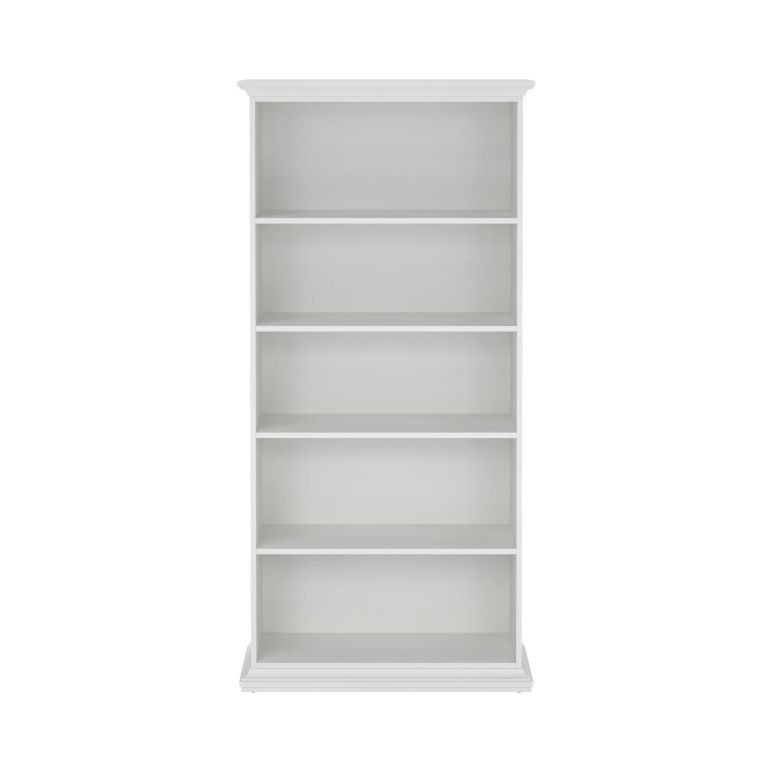Libreria Mireille, Scaffale da ufficio, Mobile portalibri, Biblioteca, 96x37 h201 cm, Bianco