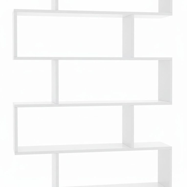 Libreria Misma, Scaffale da ufficio multiuso, Mobile biblioteca portalibri a 6 ripiani, 80x25h190 cm, Bianco lucido