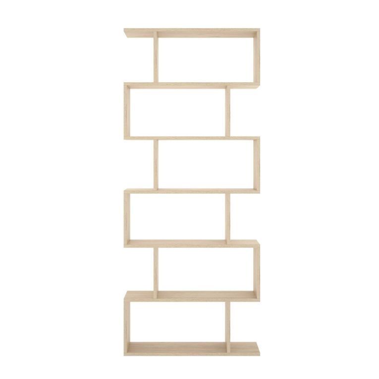 Libreria Misma, Scaffale da ufficio multiuso, Mobile biblioteca portalibri a 6 ripiani, 80x25h190 cm, Rovere