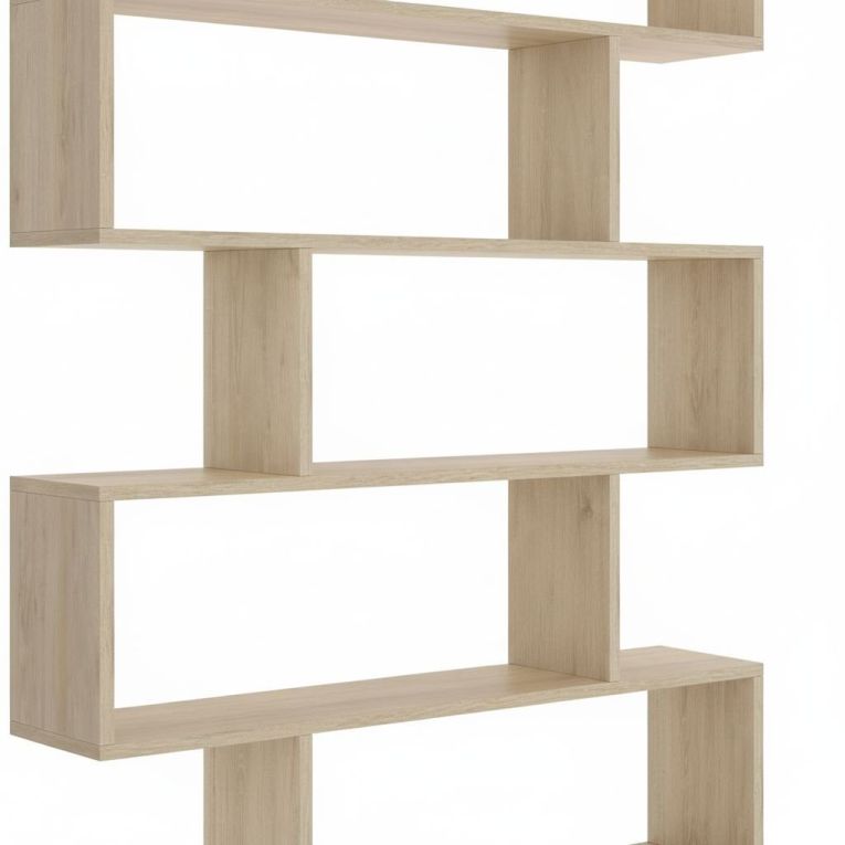 Libreria Misma, Scaffale da ufficio multiuso, Mobile biblioteca portalibri a 6 ripiani, 80x25h190 cm, Rovere