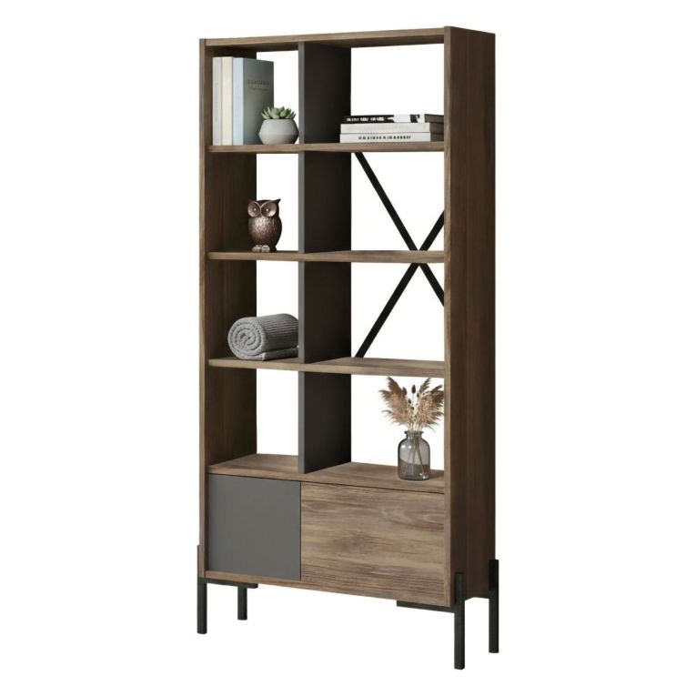 Libreria moderna marrone e antracite 79x160h cm - Simon