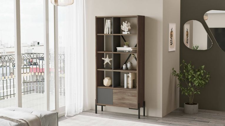 Libreria moderna marrone e antracite 79x160h cm - Simon