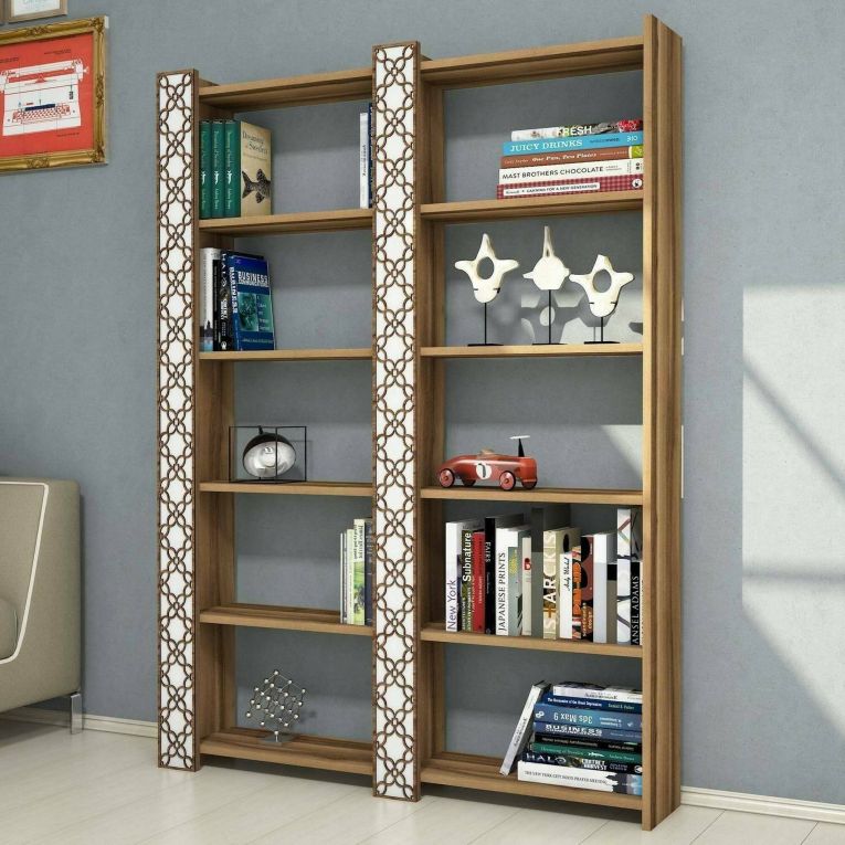Libreria moderna noce e bianca 124x170h cm - Vele