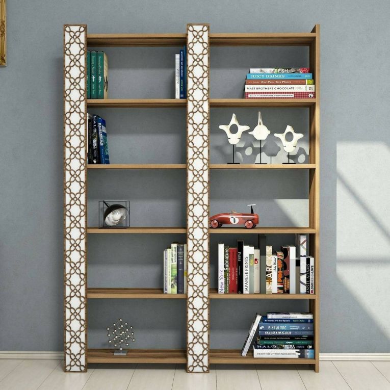 Libreria moderna noce e bianca 124x170h cm - Vele