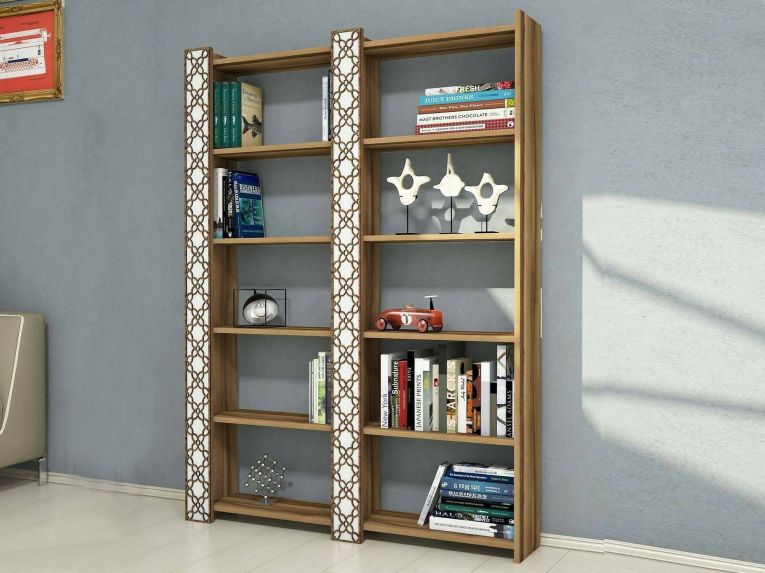 Libreria moderna noce e bianca 124x170h cm - Vele