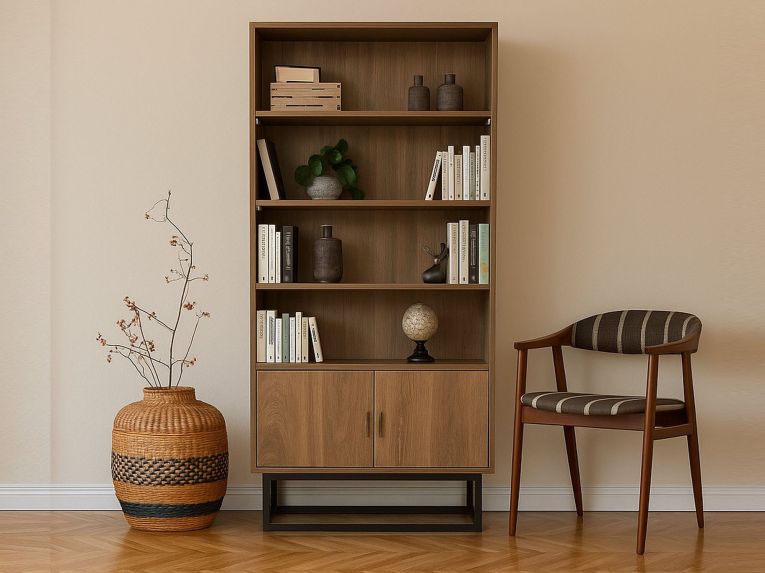 Libreria moderna noce e nera 80x182h cm - Morgana