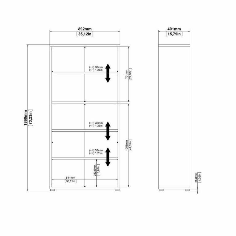 Libreria moderna quercia 89x186h cm - Apice