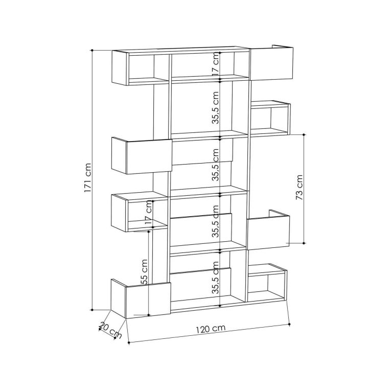 Libreria moderna quercia e antracite 120x171h cm - Artich