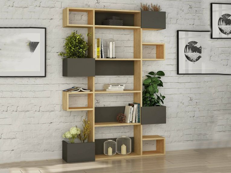Libreria moderna quercia e antracite 120x171h cm - Artich