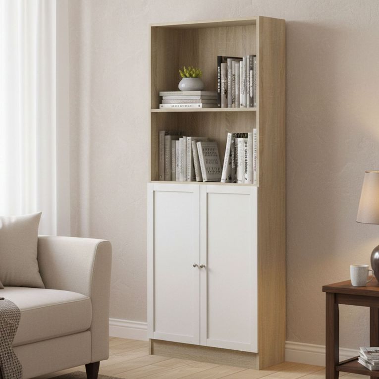 Libreria moderna quercia e bianca 79x203h cm - Michel