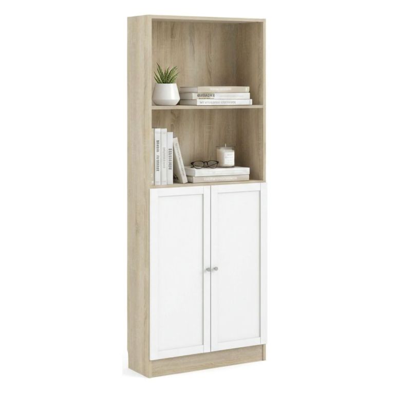 Libreria moderna quercia e bianca 79x203h cm - Michel