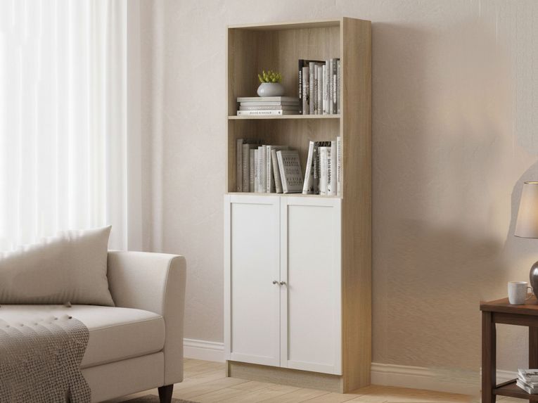 Libreria moderna quercia e bianca 79x203h cm - Michel