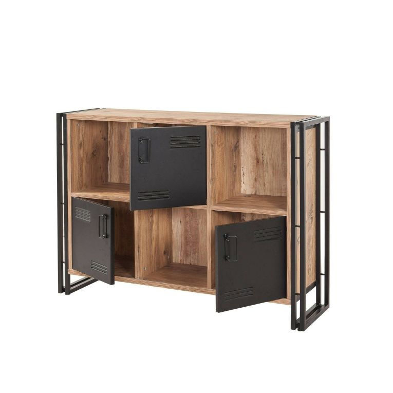 Libreria moderna quercia e nera 126x89h cm - Ercolina