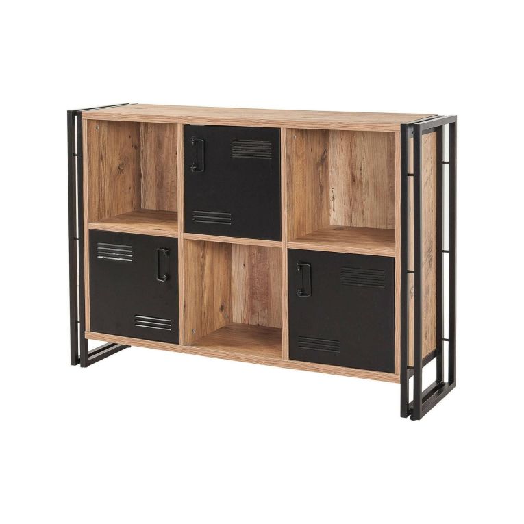 Libreria moderna quercia e nera 126x89h cm - Ercolina