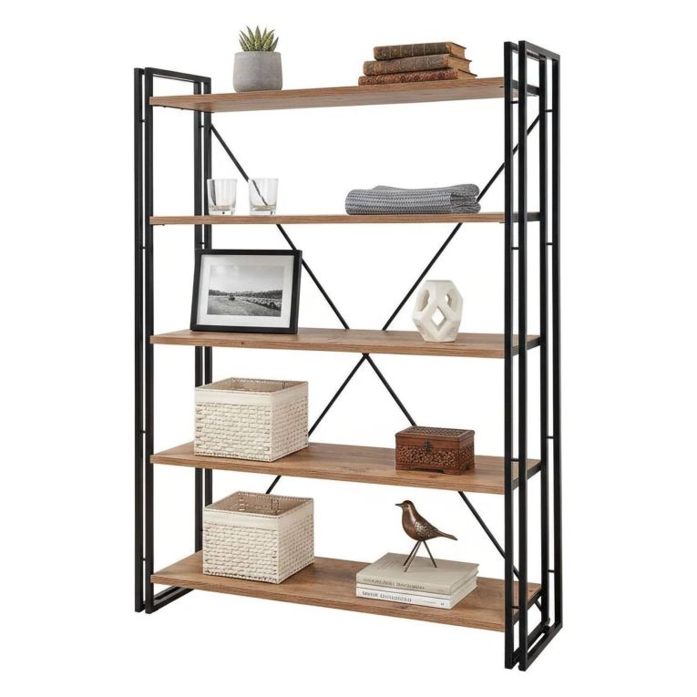 Libreria moderna quercia e nera 130x180h cm - Demetria