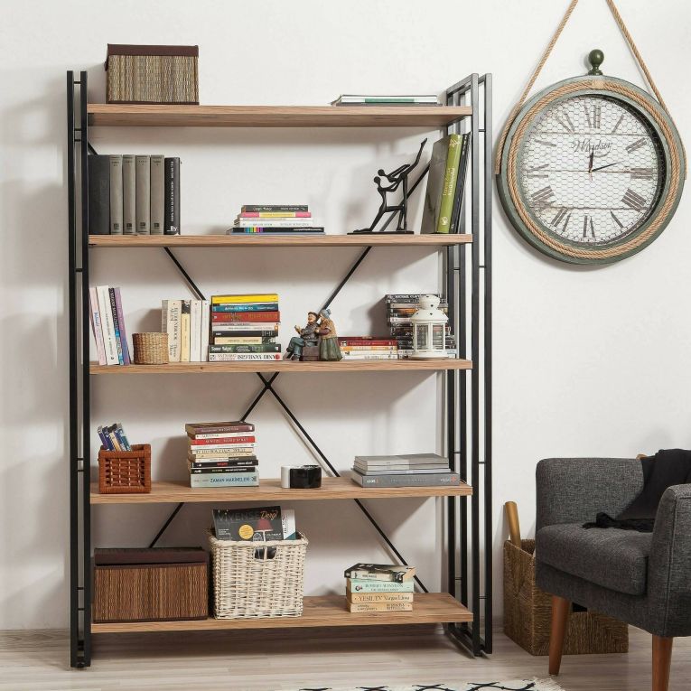 Libreria moderna quercia e nera 130x180h cm - Demetria