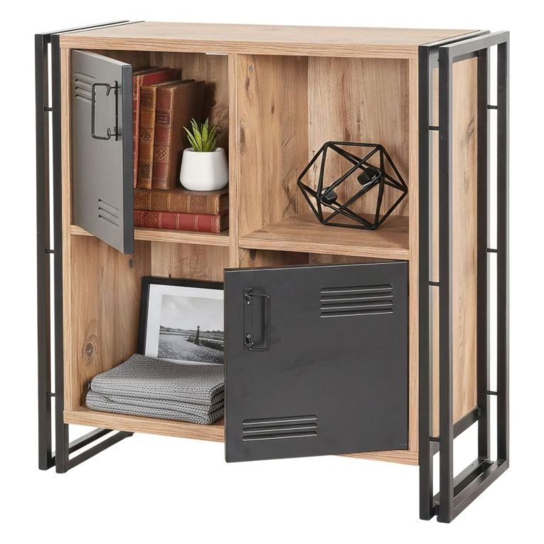 Libreria moderna quercia e nera 89x89h cm - Ercolina