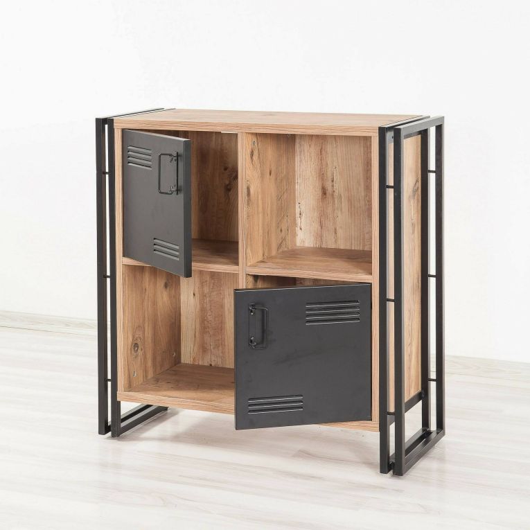 Libreria moderna quercia e nera 89x89h cm - Ercolina