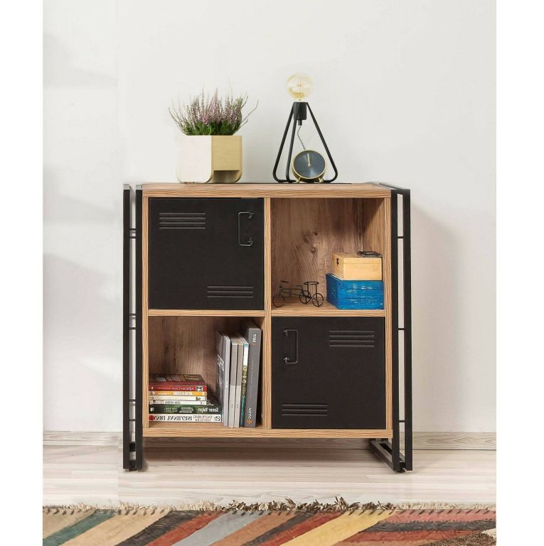 Libreria moderna quercia e nera 89x89h cm - Ercolina
