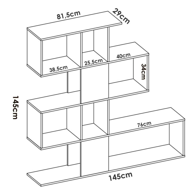 Libreria Moneglia, Scaffale da ufficio multiuso, Mobile biblioteca portalibri a 4 ripiani, 145x29h145 cm, Bianco lucido e Rovere