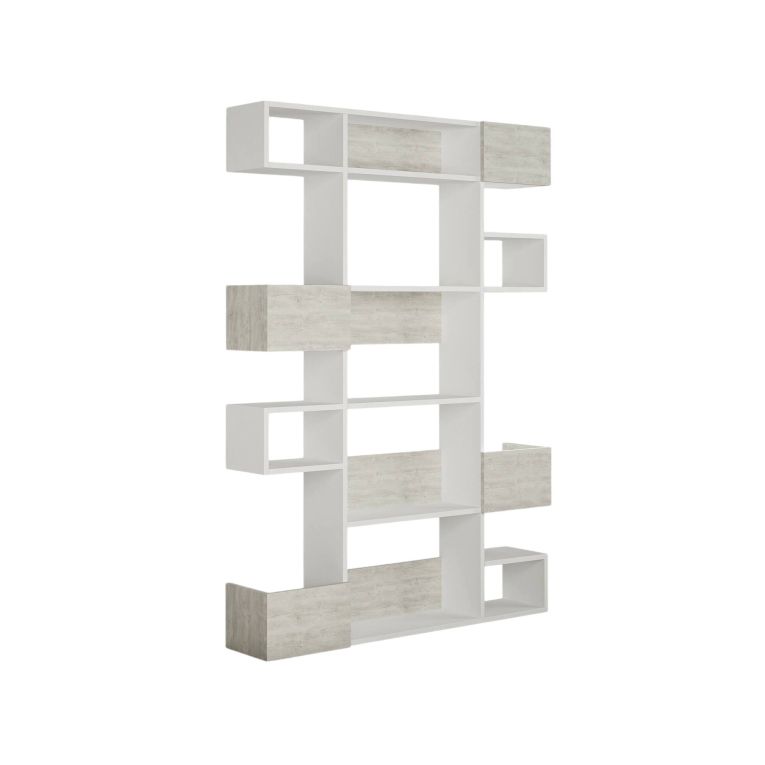 Libreria Nephele, Scaffale da ufficio, Mobile portalibri, Biblioteca, 120x20 h171 cm, Bianco