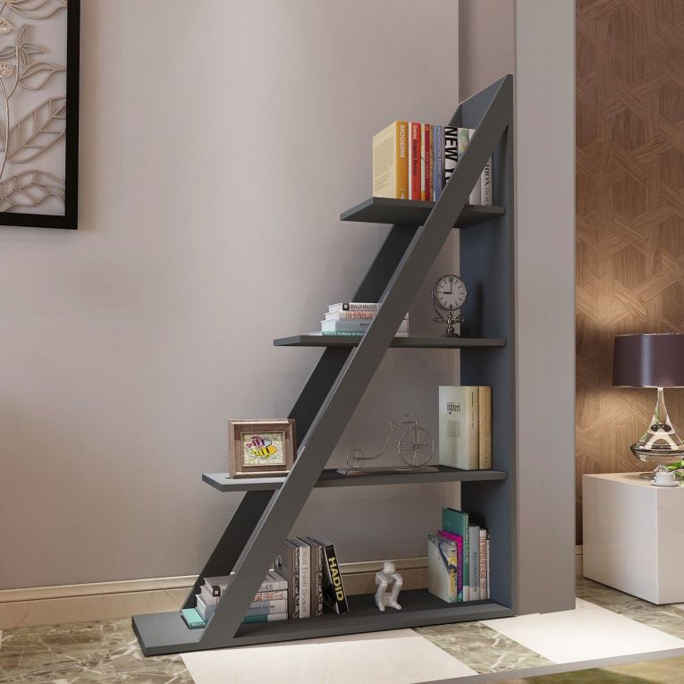 Libreria Nero Antracite 3 Ripiani Installazione Libera 100x30x150h cm, Struttura Verticale - Camaiore