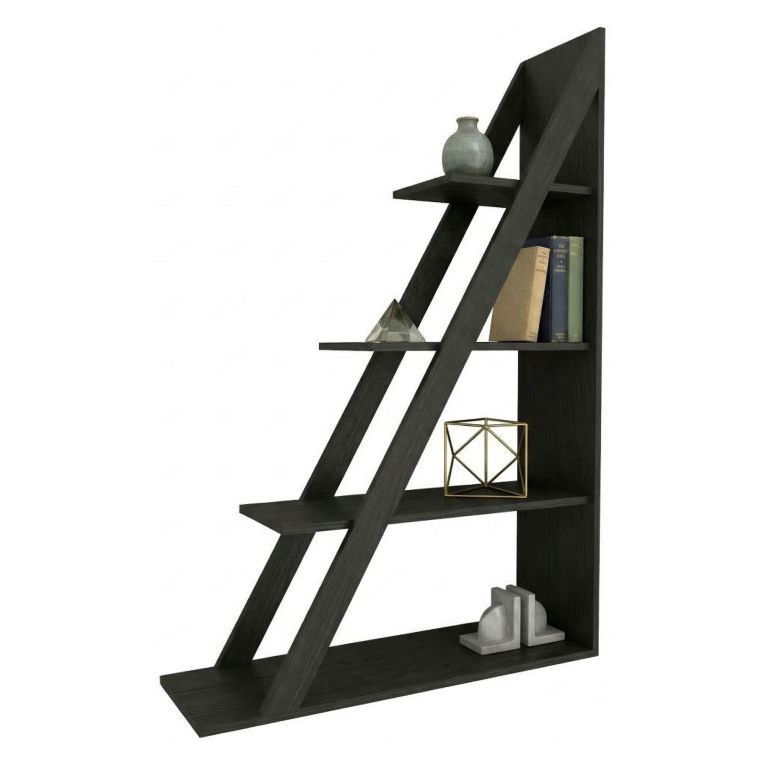 Libreria Nero Antracite 3 Ripiani Installazione Libera 100x30x150h cm, Struttura Verticale - Camaiore