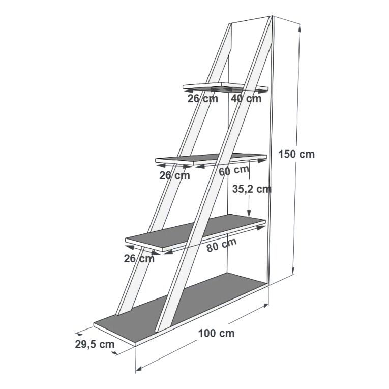 Libreria Nero Antracite 3 Ripiani Installazione Libera 100x30x150h cm, Struttura Verticale - Camaiore