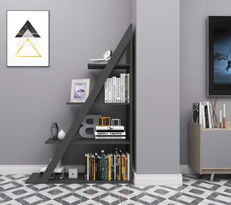 Libreria Nero Antracite 3 Ripiani Installazione Libera 100x30x150h cm, Struttura Verticale - Camaiore