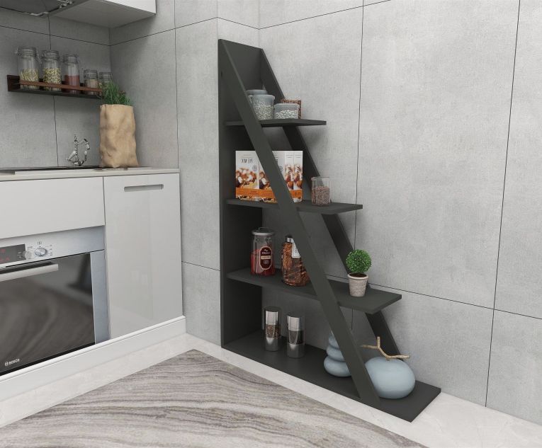 Libreria Nero Antracite 3 Ripiani Installazione Libera 100x30x150h cm, Struttura Verticale - Camaiore