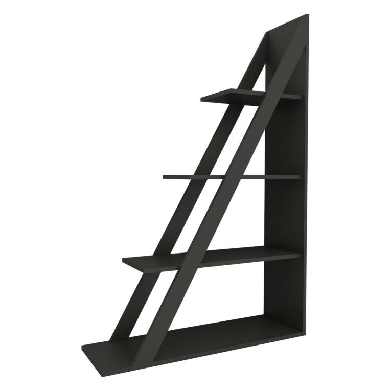 Libreria Nero Antracite 3 Ripiani Installazione Libera 100x30x150h cm, Struttura Verticale - Camaiore