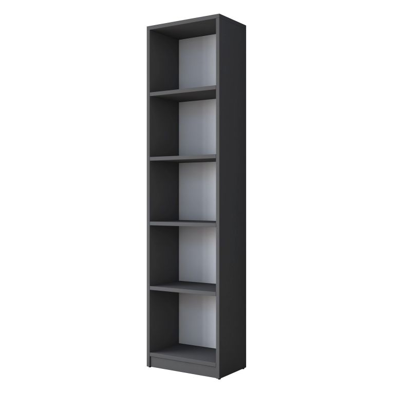 Libreria Nero Antracite 4 Ripiani Installazione Libera 40x25x162h cm, Struttura Verticale - Clitunno