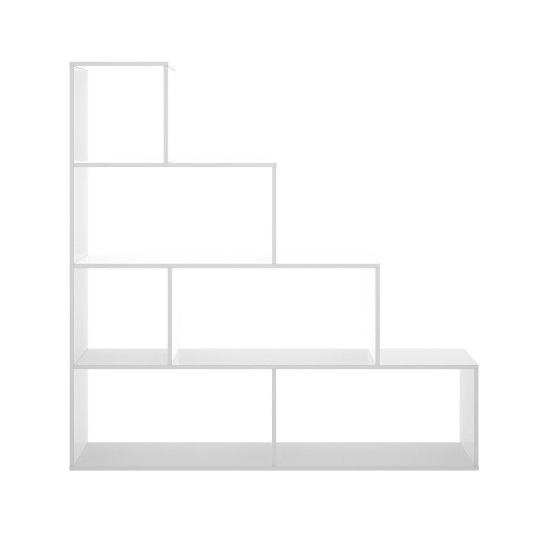 Libreria Orsaro, Scaffale da ufficio multiuso, Mobile biblioteca portalibri a 6 ripiani, 145x29h145 cm, Bianco lucido
