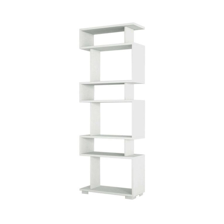 Libreria Panopea, Scaffale da ufficio, Mobile portalibri, Biblioteca, 60x20h165 cm, Bianco